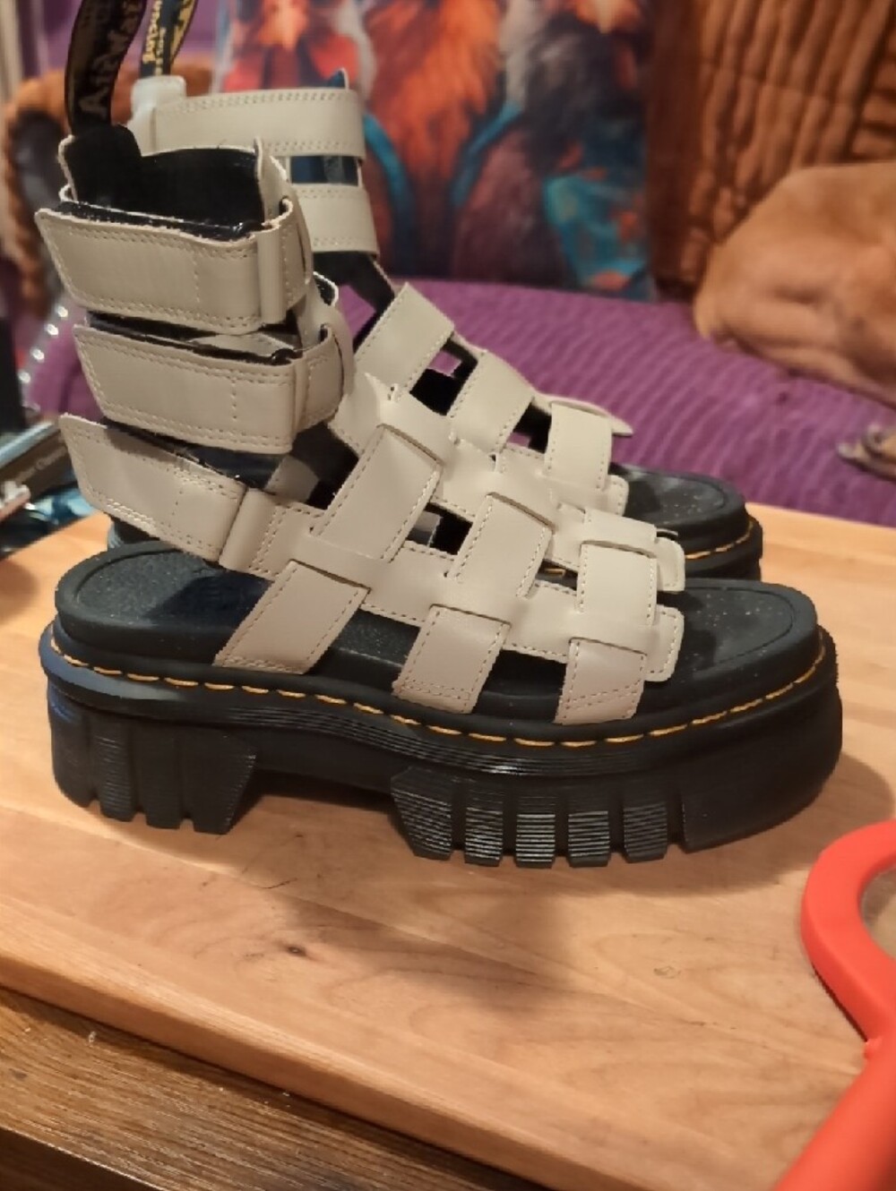 Dr. Martens Chunky Strappy Sandals in Light Cobblestone Gray and Black - Picture 3 of 7